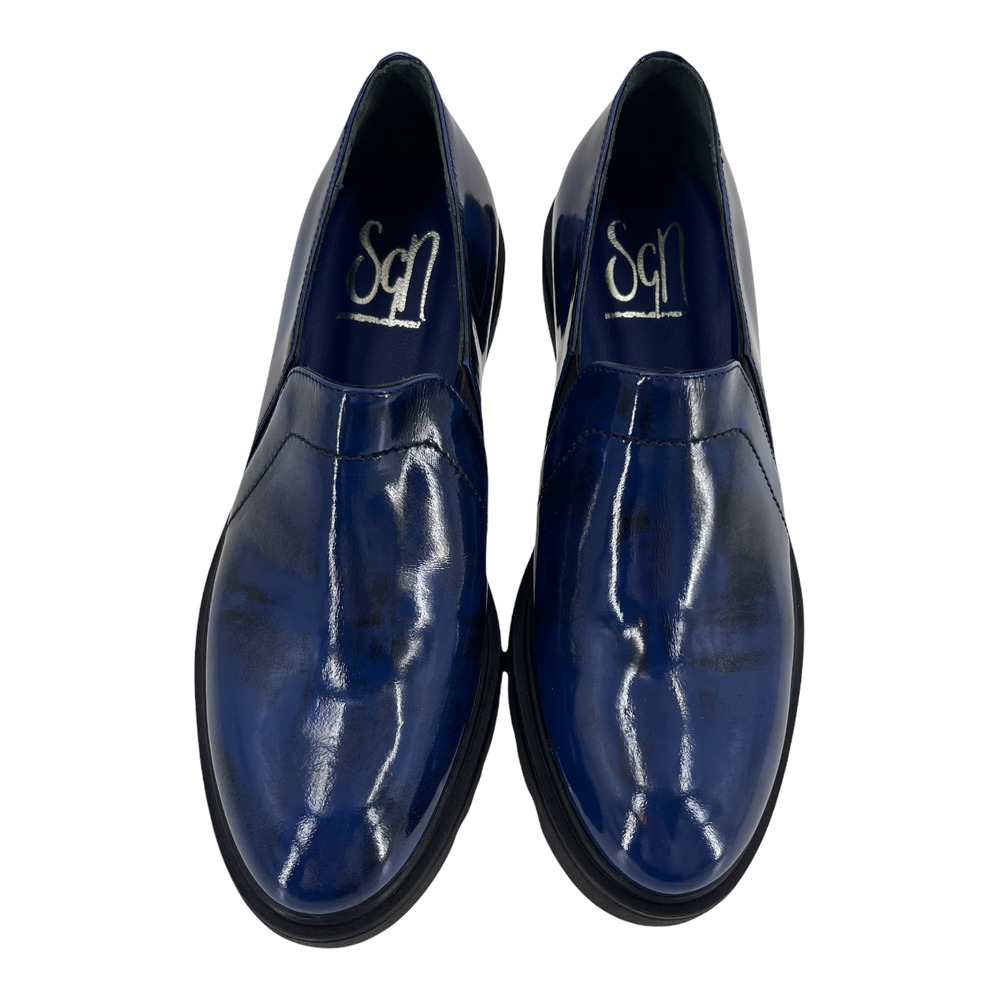 SGN Giancarlo Paoli Italy Loafers Patent Leather Blue Women's Sz 36 / 6 NIB $300 - Picture 2 of 12
